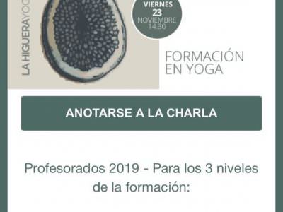 Charla Informativa al Profesorado de Yoga 2019 – Viernes 23 Noviembre 14.30 hs